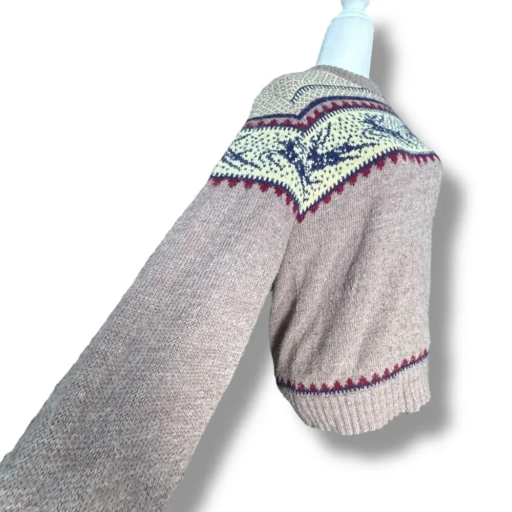 Vintage 90s Robert Bruce Fair Isle Reindeer Knit Sweater Nordic Ski Unisex Wool